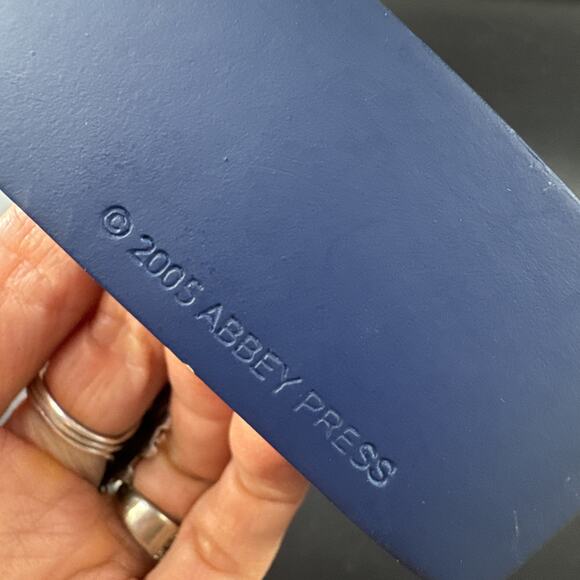 Vtg Abby Press Noel Nativity Scene Spellout Resin Christmas Holiday Decor Blue - Picture 10 of 10